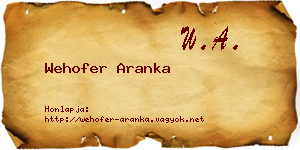 Wehofer Aranka névjegykártya